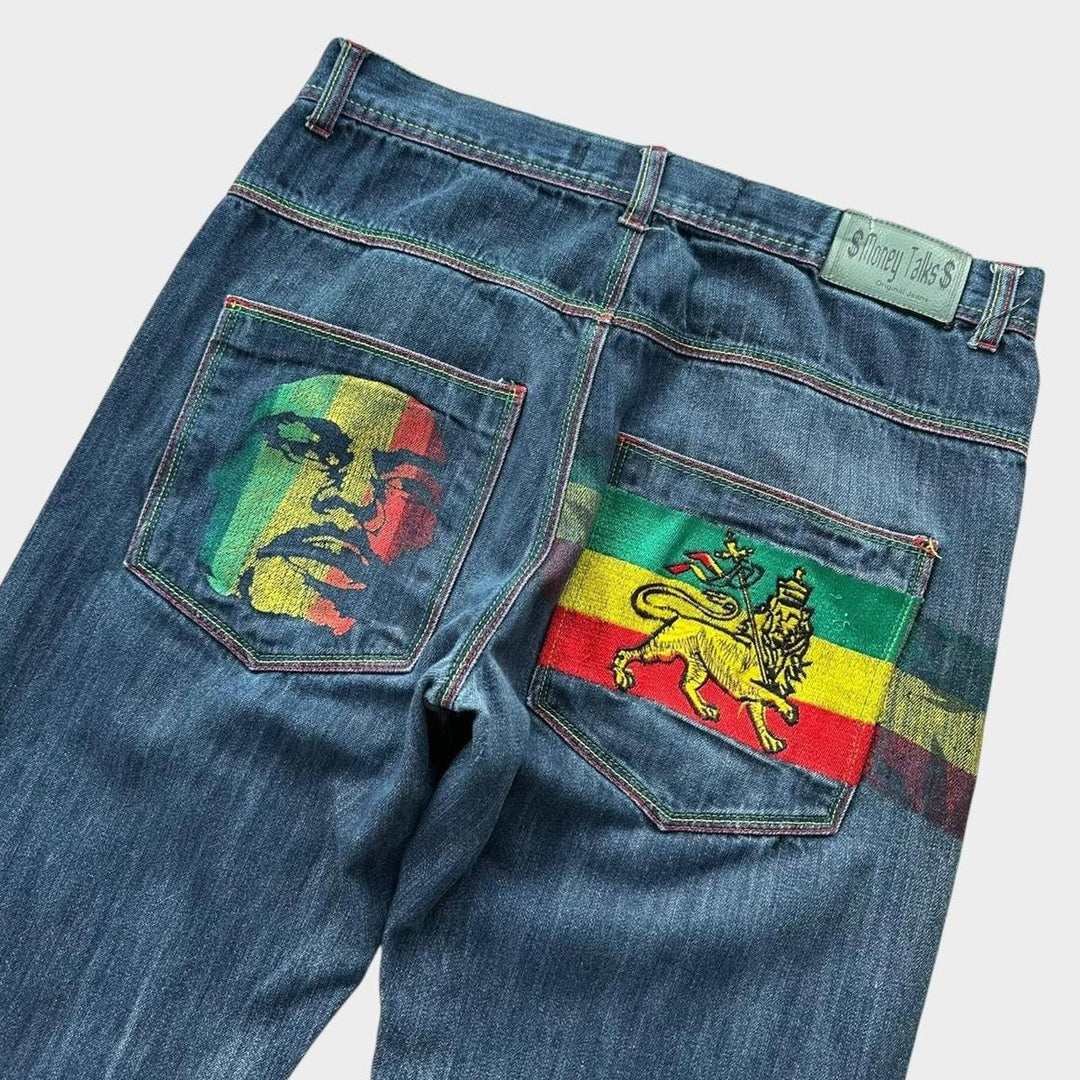 Baggy Hip-hop Rasta jeans - 34 waist