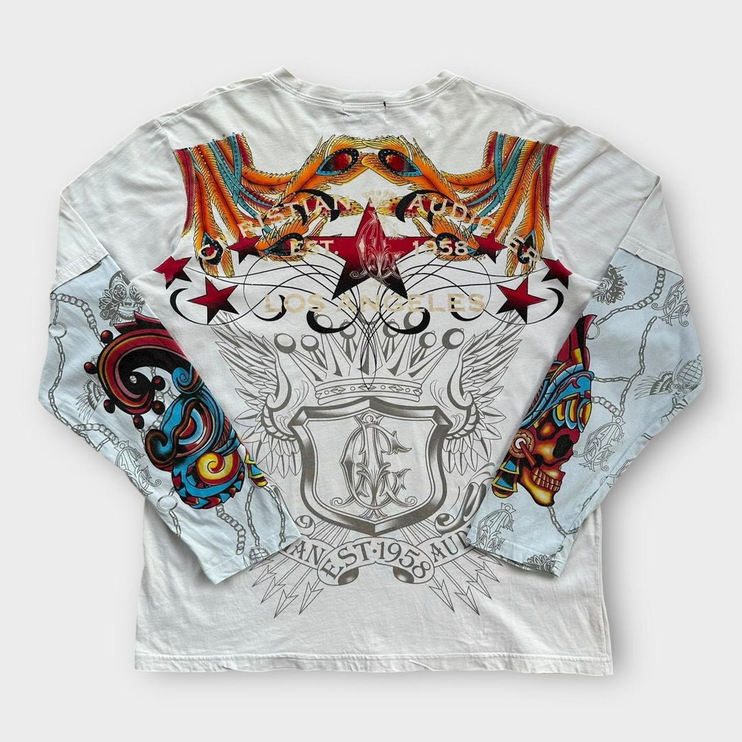 T-shirt a maniche lunghe Christian Audigier Ed Hardy - media (calza come una XL)