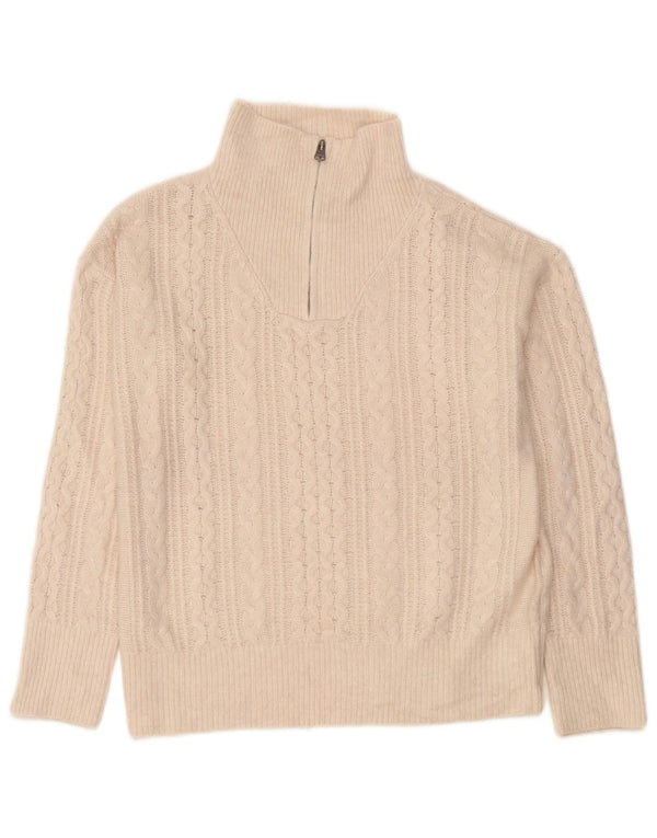 Fat Face Jersey extragrande con cuello y cremallera para mujer UK 40 Medium Off White