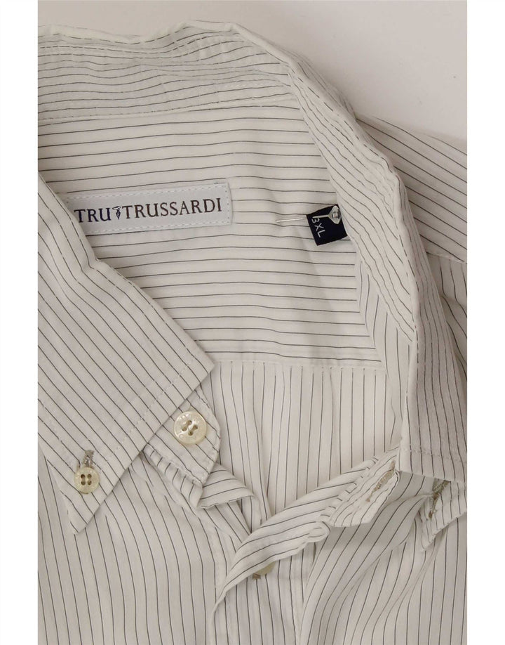 Trussardi Mens Shirt 3XL White Pinstripe