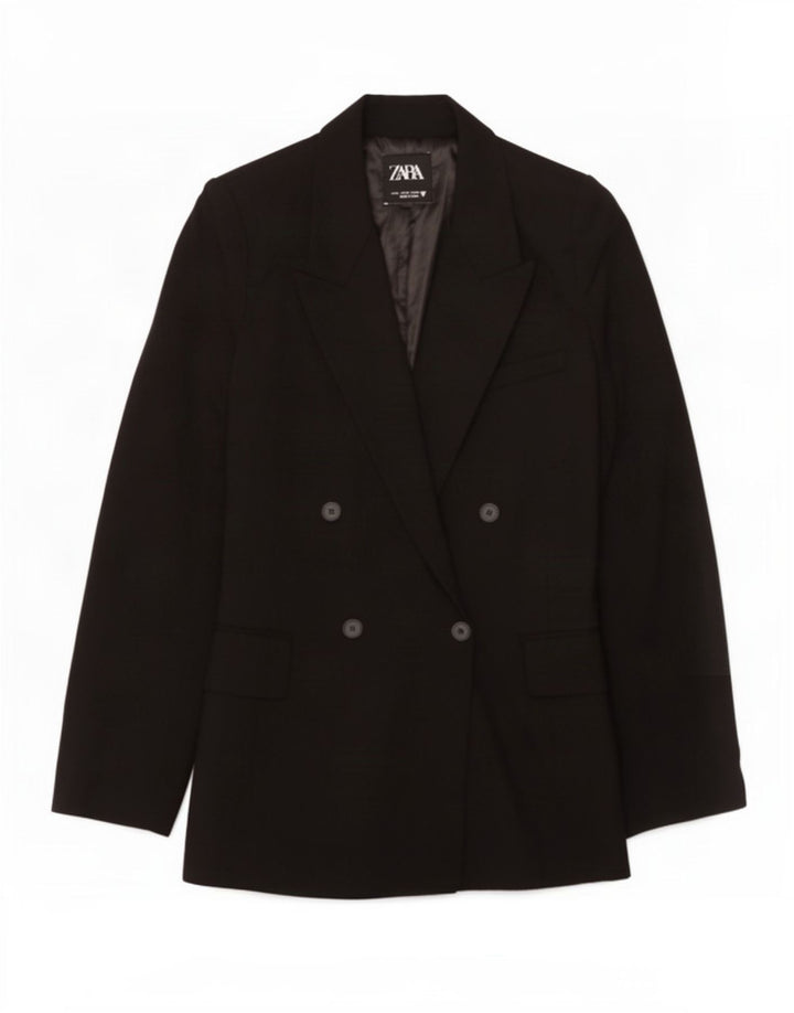 Zara Mujer Chaqueta Blazer De Doble Botonadura UK 42 Medium Black