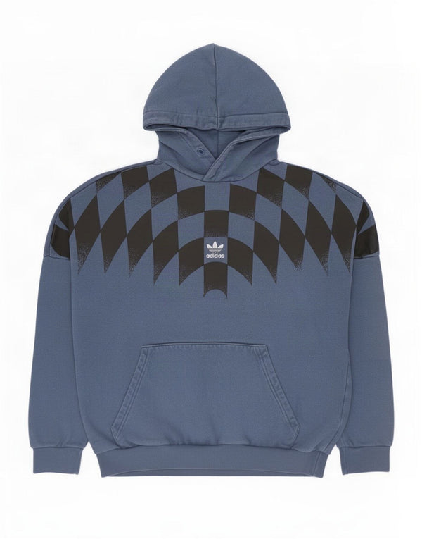 Adidas Mens Graphic Hoodie Jumper XS Blue Geometric Cotton