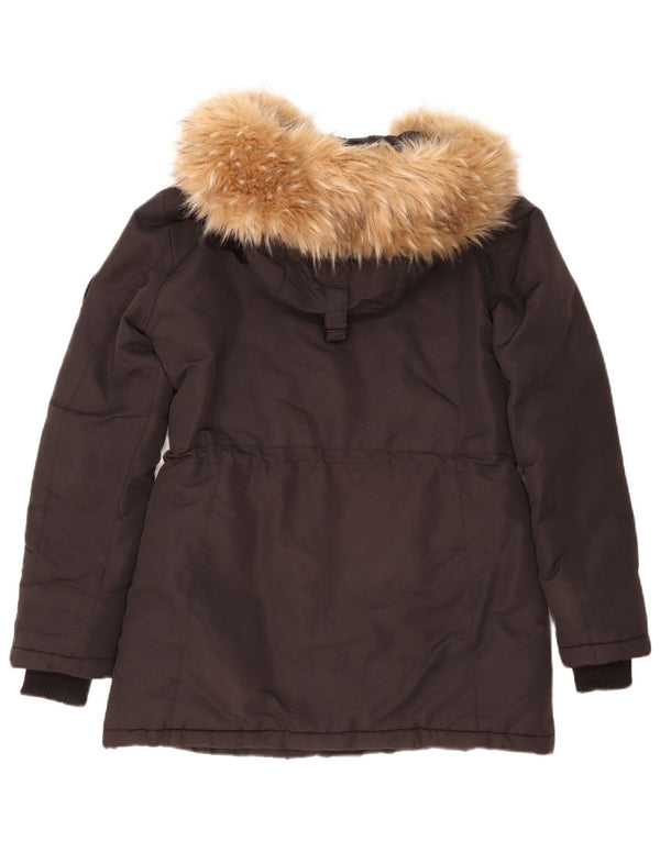 Superdry Womens Hooded Loose Fit Padded Jacket UK 8 Small Black Nylon