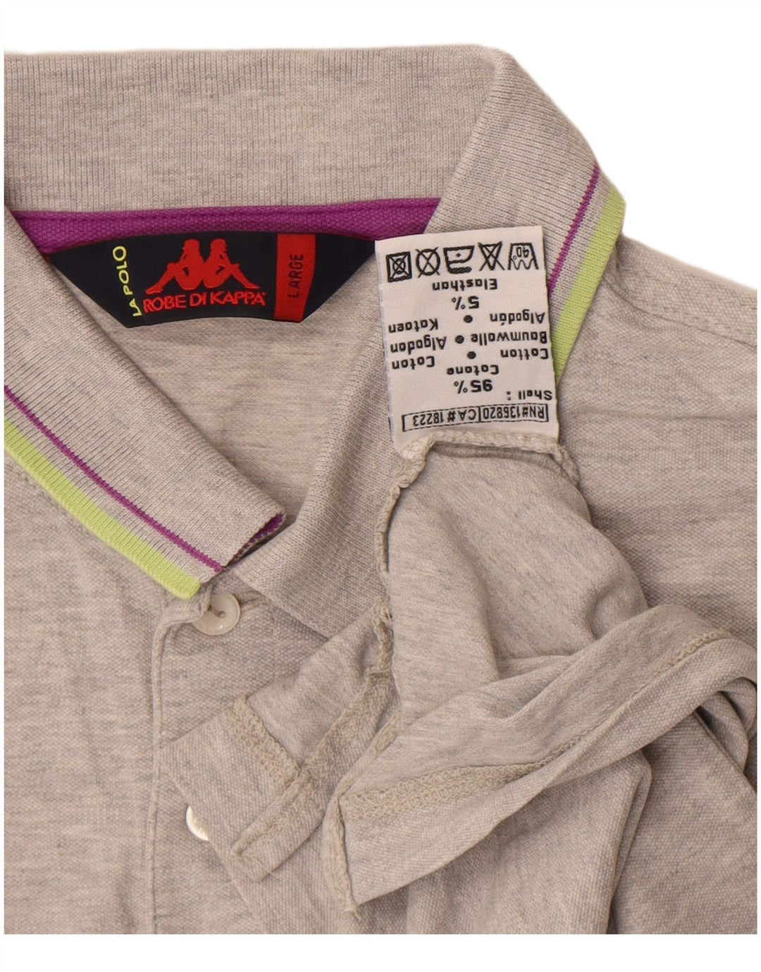 Kappa Mens Polo Shirt Large Grey Cotton