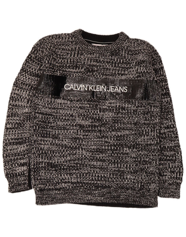 Calvin Klein Jeans Jersey de cuello redondo para hombre con moteado gris medio