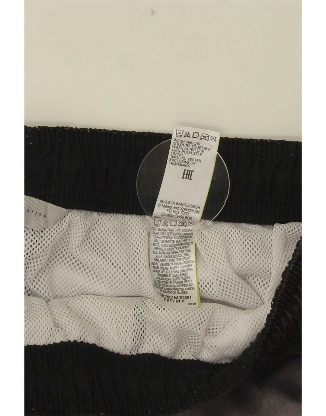 Pantaloncini da bagno da uomo Marks & Spencer Poliestere color block grigio medio