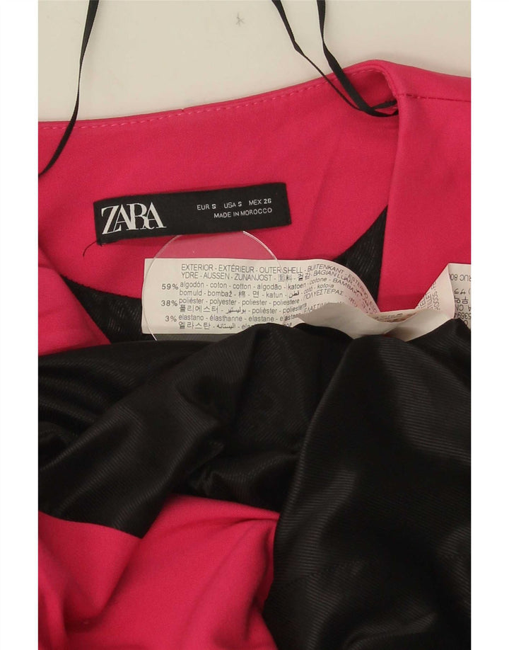 Zara Womens Overcoat UK 8 Small Pink Cotton