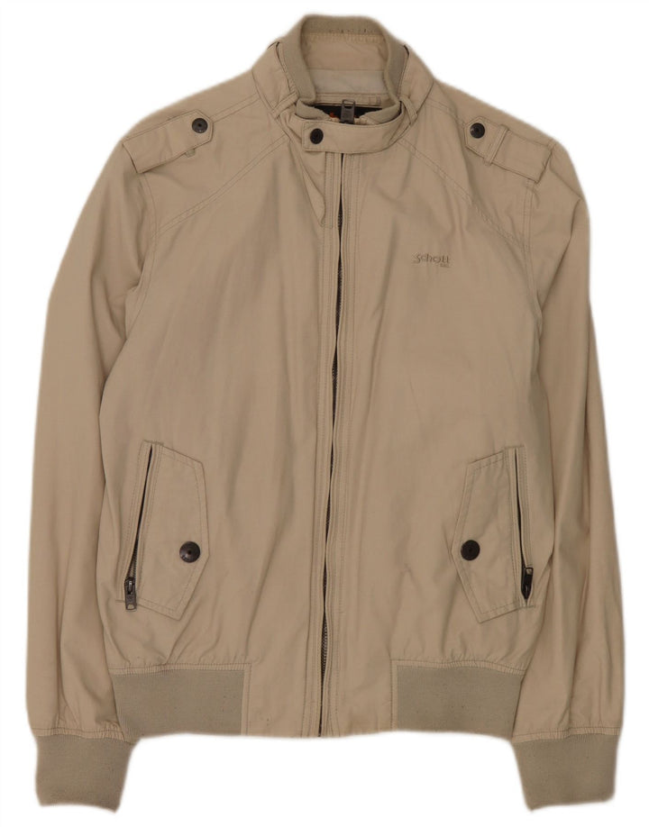 Schott Herre Military Bomber Jacket UK 38 Medium Beige Bomuld