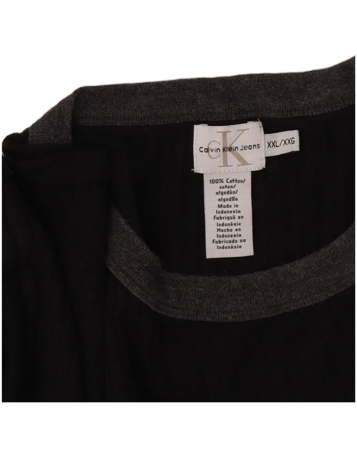 Calvin Klein Jeans Mens Top Long Sleeve 2XL Black Cotton