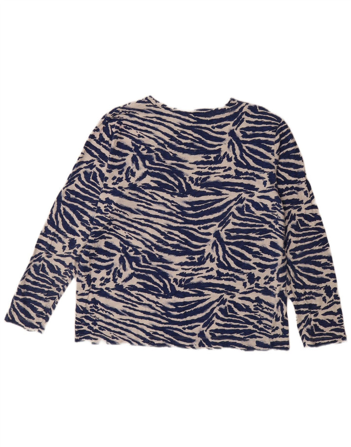 Marks & Spencer Dame Top Langærmet UK 12 Medium Navy Blue Animal Print