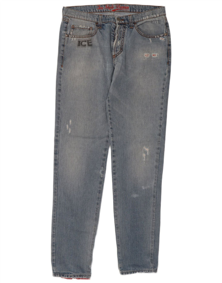 Iceberg Dame Pluto Distressed Slim Jeans W32 L32 Blå Bomuld tegneserie