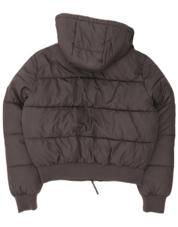 HOLLISTER Veste matelassée surdimensionnée à capuche pour femme UK 10 Small Gris Polyester