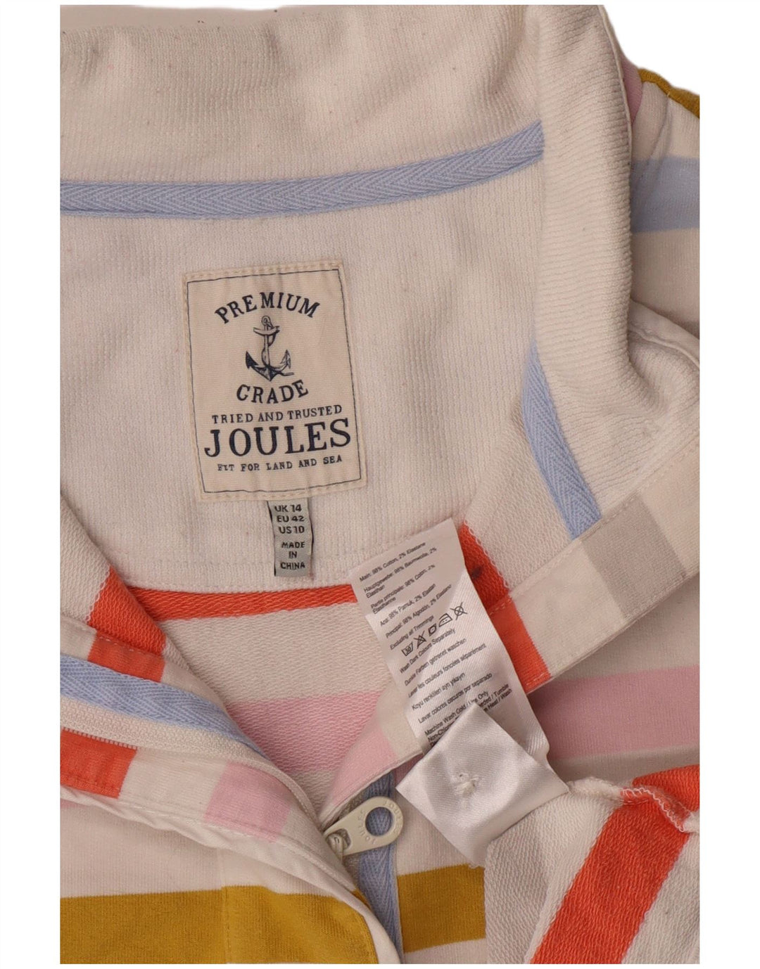 Joules Womens Sweatshirt Jumper UK 14 Large Multicoloured Striped Classic
