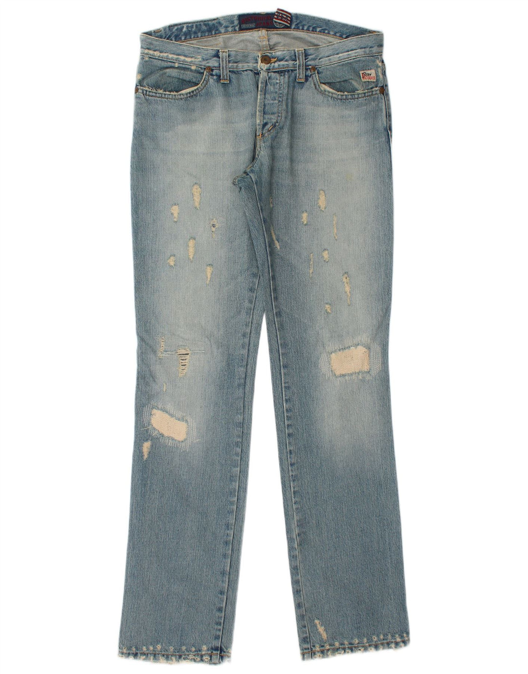 ROY ROGERS Mens Distressed Straight Jeans W31 L36 Blue Cotton
