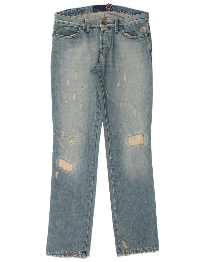 ROY ROGERS Mens Distressed Straight Jeans W31 L36 Blue Cotton