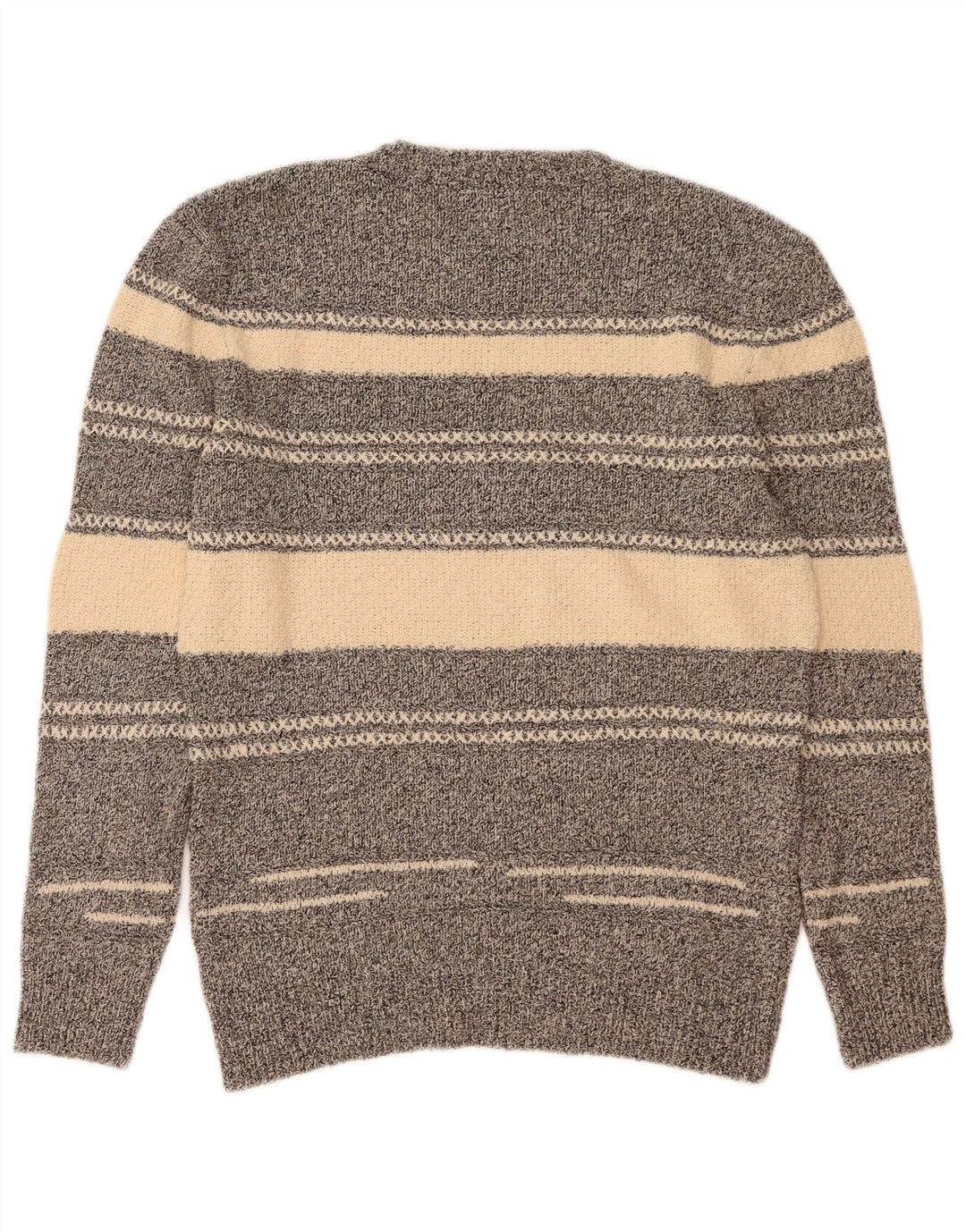 Maglione maglione girocollo da uomo Zara in cotone a righe grigio medio