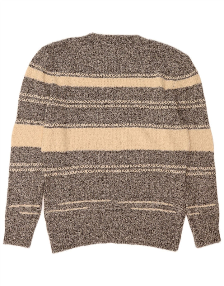 Maglione maglione girocollo da uomo Zara in cotone a righe grigio medio