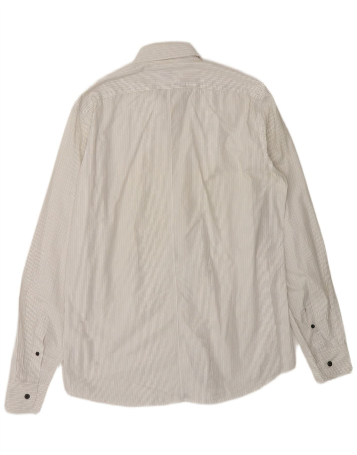 Dries Van Noten Mens Shirt IT 52 Large White Pinstripe Cotton