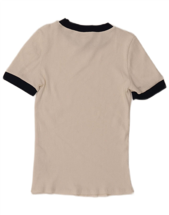 Zara Dame T-Shirt Top UK 12 Medium White Colourblock Polyester