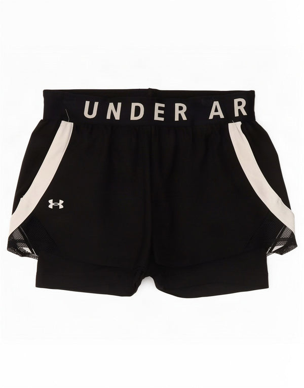Under Armour Womens Graphic Sport Shorts UK 8 Small Black Colourblock