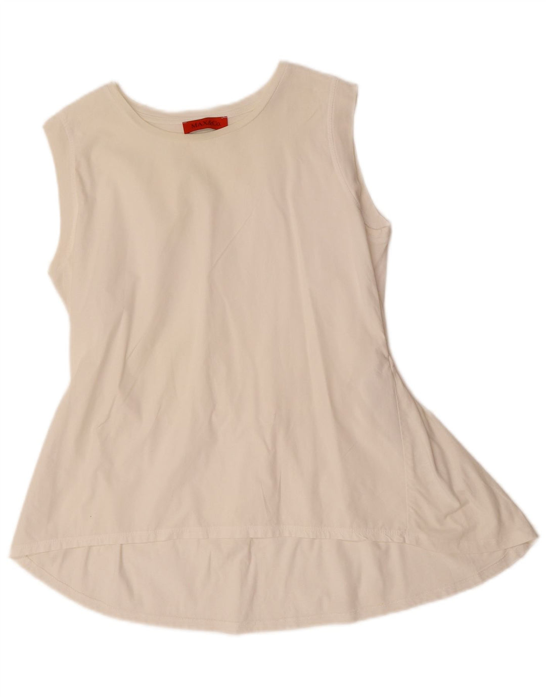 MAX&CO. Womens Sleeveless Blouse Top UK 14 Medium White Cotton