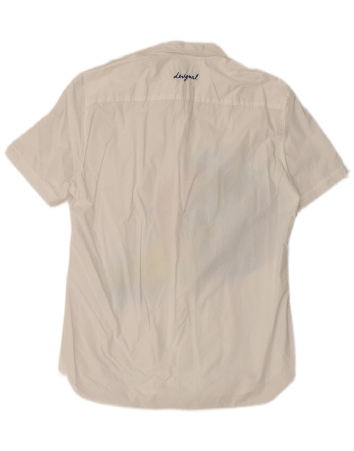 Desigual Mens Abstract Pattern Short Sleeve Shirt Large White