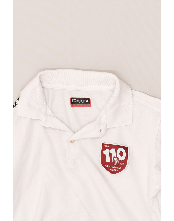 KAPPA Boys Ventimiglia Calcio Polo Shirt 13-14 Years White Cotton | Vintage Kappa | Thrift | Second-Hand Kappa | Used Clothing | Messina Hembry 