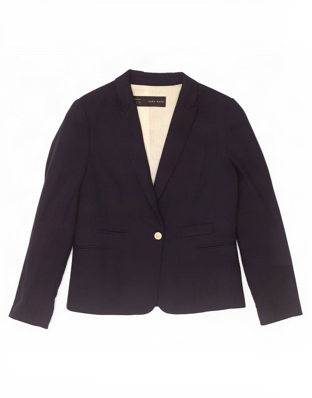 Blazer pentru femei Zara cu 1 nasture UK 18 XL Bleumarin Viscoză