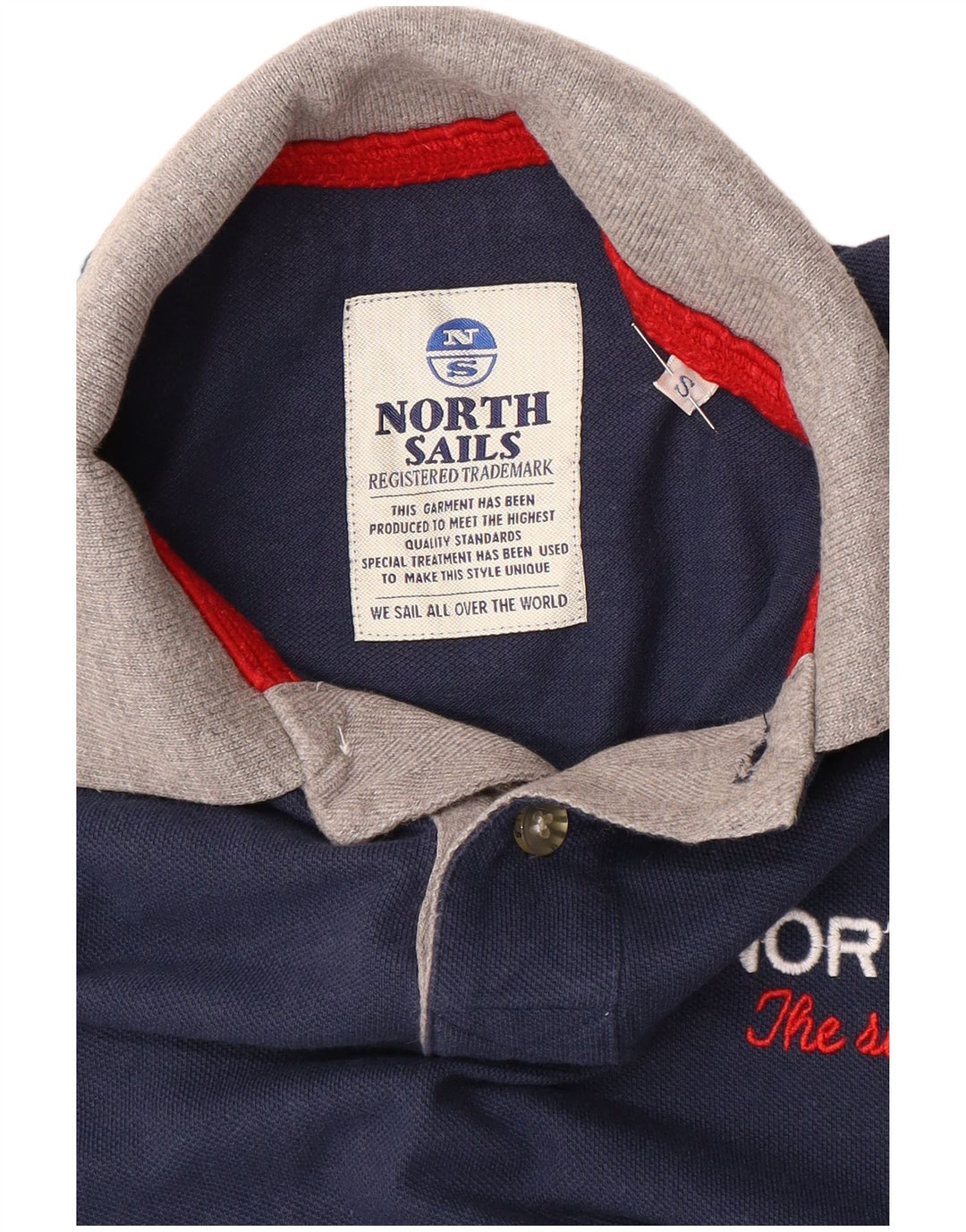 NORTH SAILS Mens Graphic Polo Shirt Small Navy Blue Colourblock