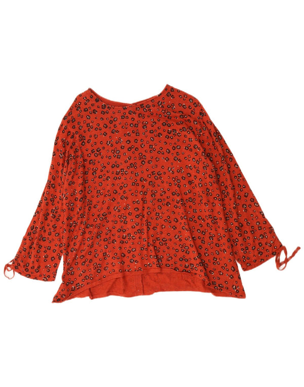 Fat Face Damen-Top, langärmlig, UK 20 2XL, rote Baumwolle mit Animal-Print