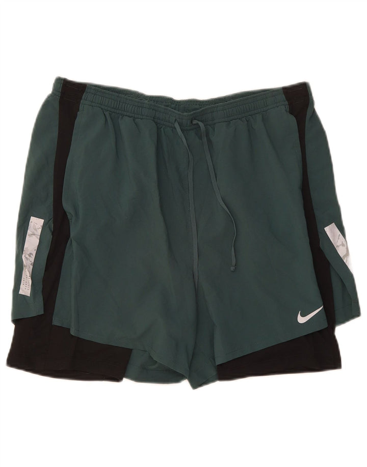 Nike Mens Dri Fit Sport Shorts Large  Green Colourblock Polyester