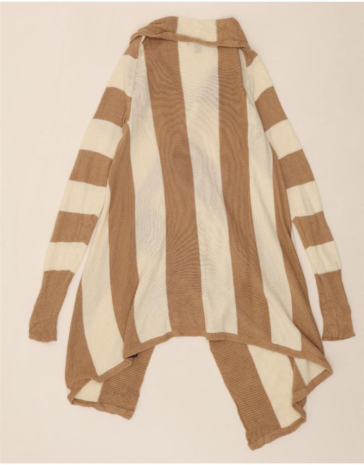 MOSSIMO Womens Asymmetric Open Cardigan Sweater UK 12 Medium Brown Striped Vintage Mossimo and Second-Hand Mossimo from Messina Hembry 