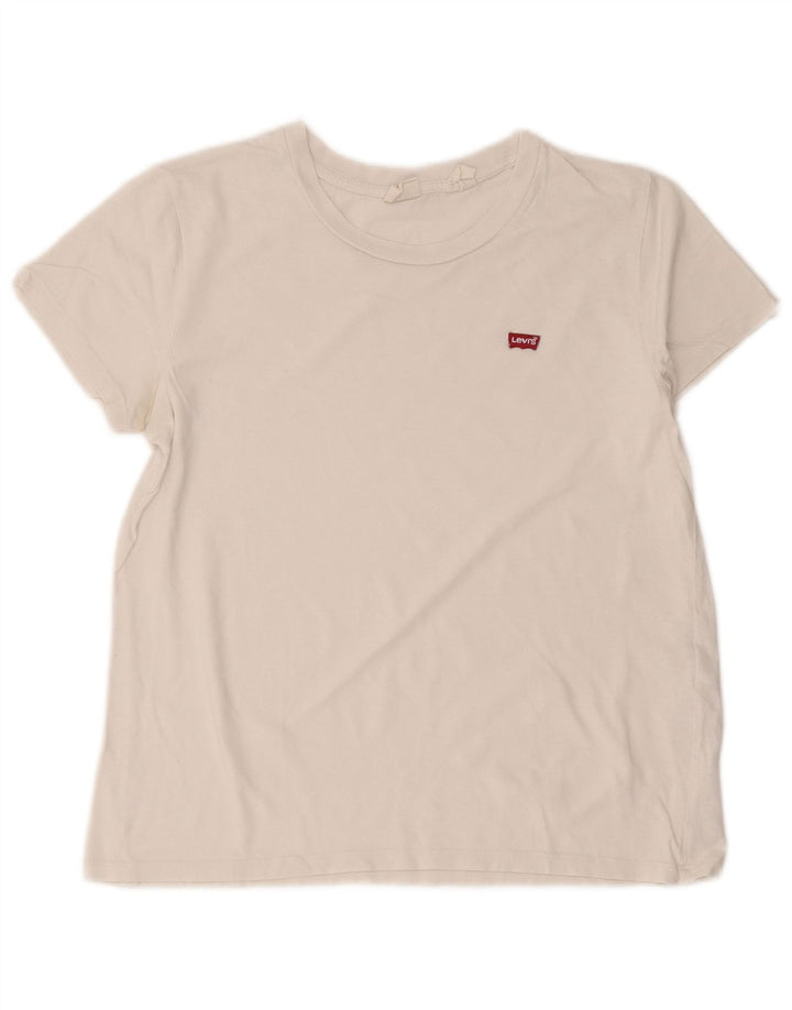 Женская футболка Levi's Top UK 12, средний размер, белый хлопок
