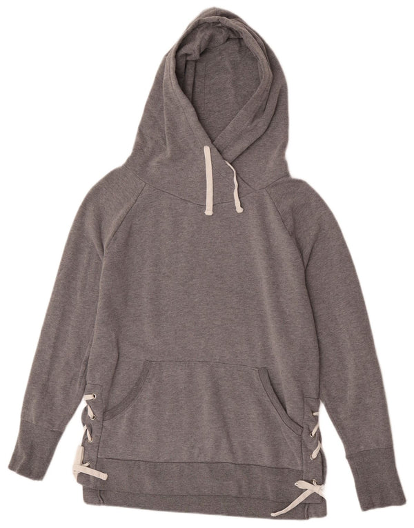 Suéter com capuz grande feminino Gap UK 6 XS algodão manchado cinza