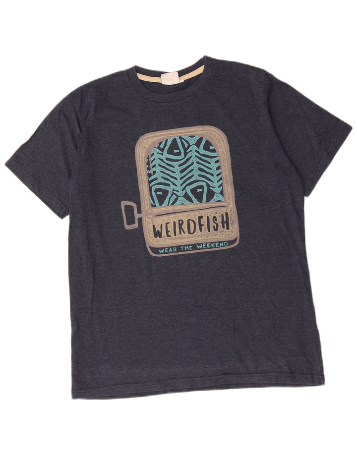 Weird Fish Mens Graphic T-Shirt Top Medium Navy Blue Cotton