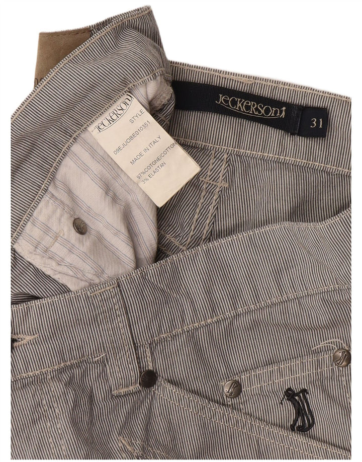 Jeckerson Mens Bermuda Shorts W31 Medium Grey Pinstripe Cotton