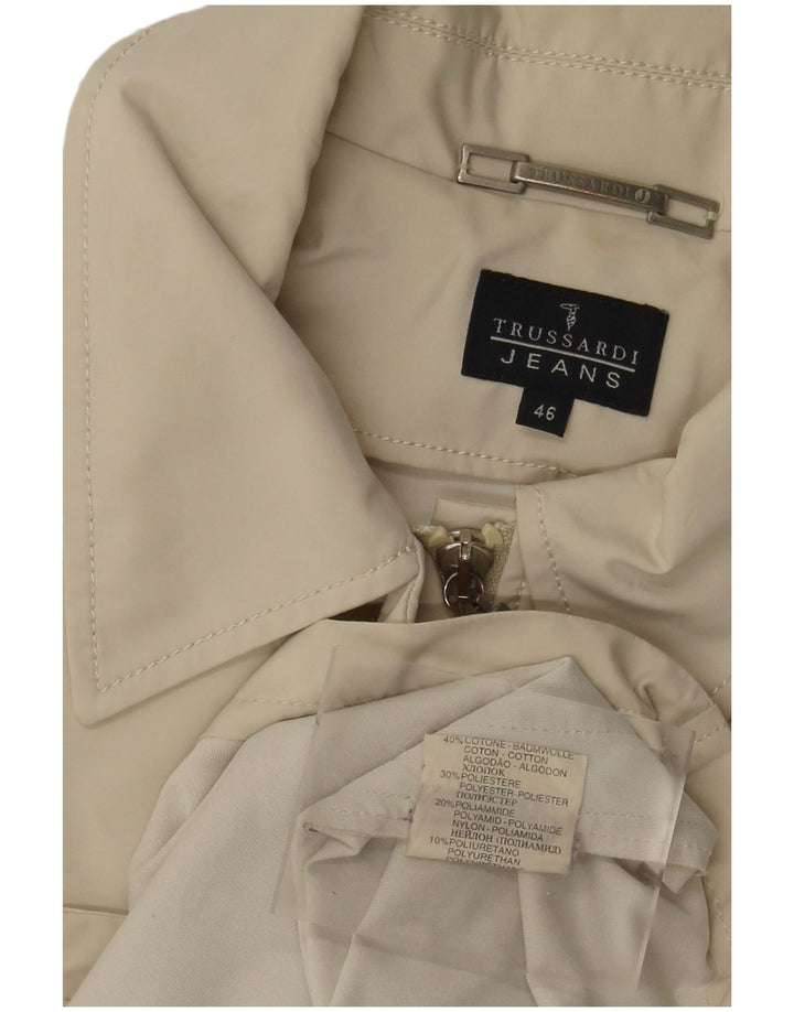 Trussardi Jeans Womens Bomber Jacket IT 46 Large Beige Cotton