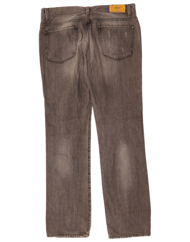 Zara Mens Straight Jeans EU 38 Small W38 L35 Grey Cotton