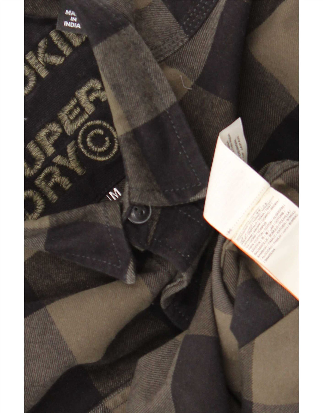 Superdry Lumberjack Flannel Shirt Medium Khaki Gingham Cotton til mænd