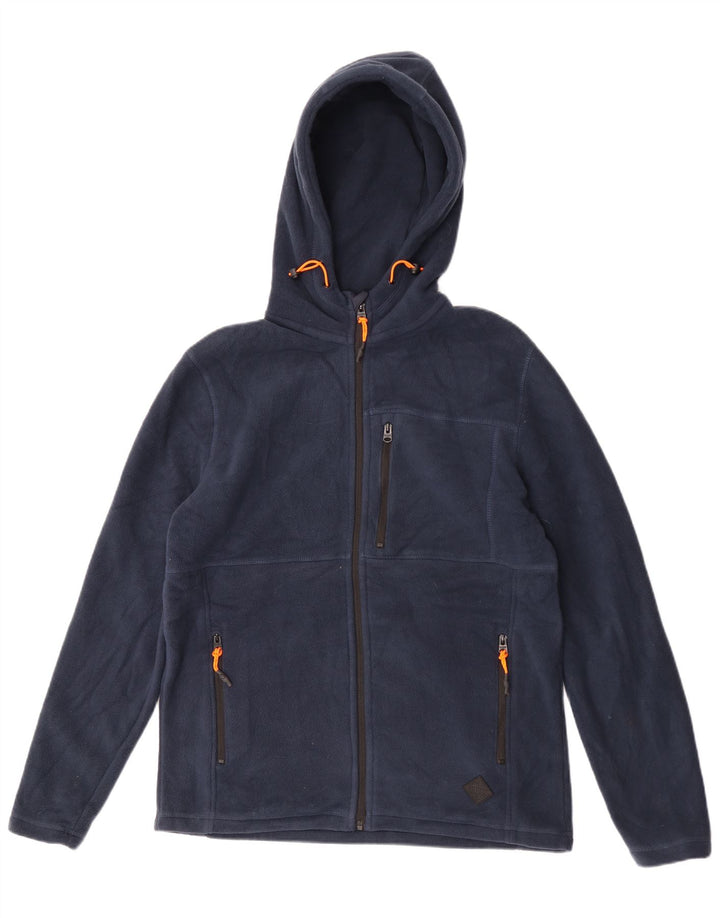Saltrock Mens Hooded Fleece Jacket UK 38 Medium Navy Blue Polyester
