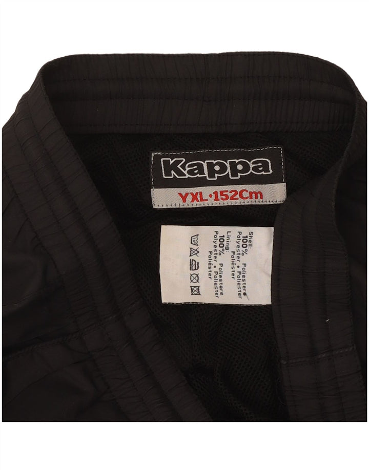 KAPPA Boys Graphic Tracksuit Trousers 12-13 Years XL Black Polyester