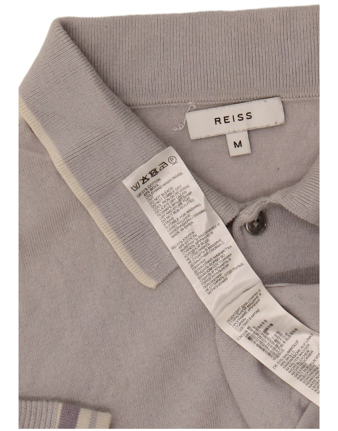 Reiss Polo Homme Gris Moyen Coton