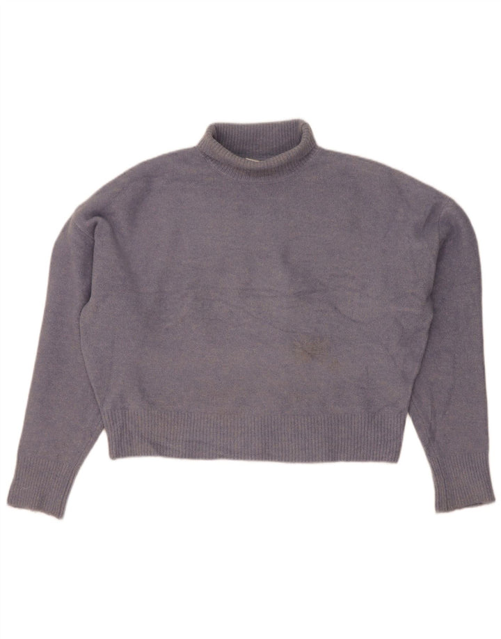 Zara Womens Crop Oversized rullehals sweater UK 14 Medium Blue