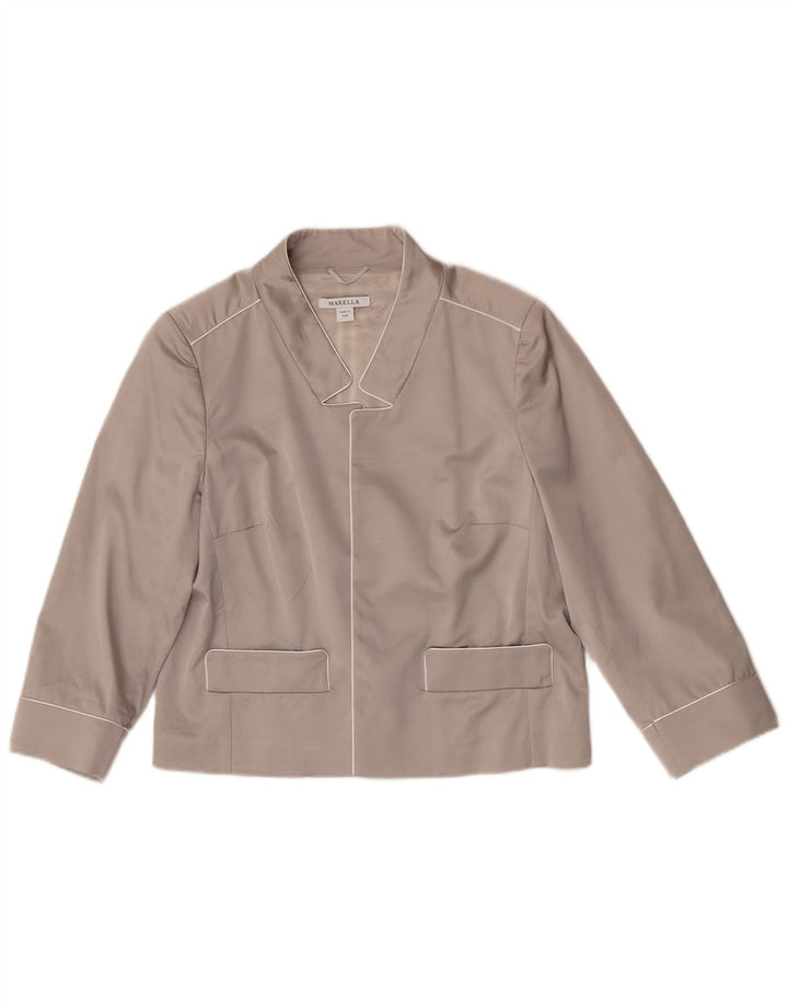 Marella Dame Blazer Open Blazer Jacket UK 16 Stor Grå Viscose