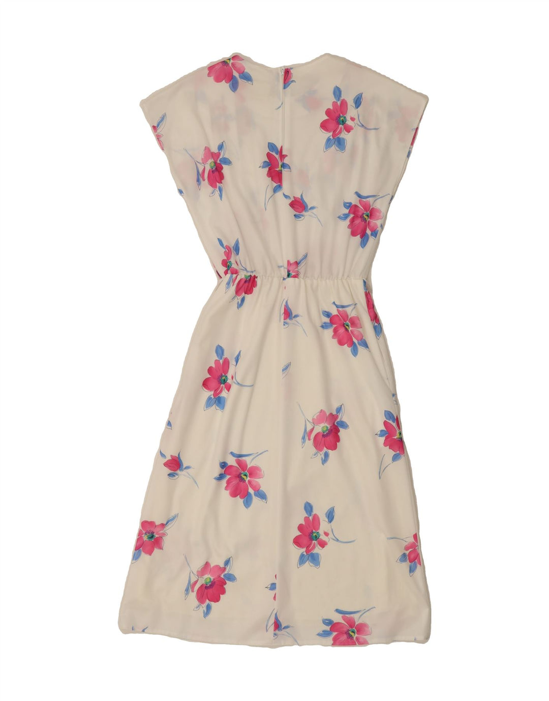 VINTAGE Womens Sleeveless Maxi Dress UK 12 Medium White Floral Polyester Vintage Vintage and Second-Hand Vintage from Messina Hembry 
