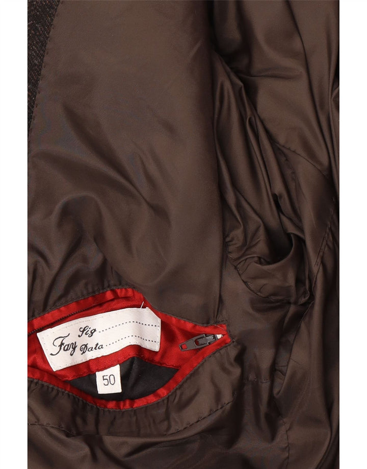 Fay Giacca Blazer da Uomo a 3 Bottoni IT 50 Large in Lana Spinata di Pesce Marrone