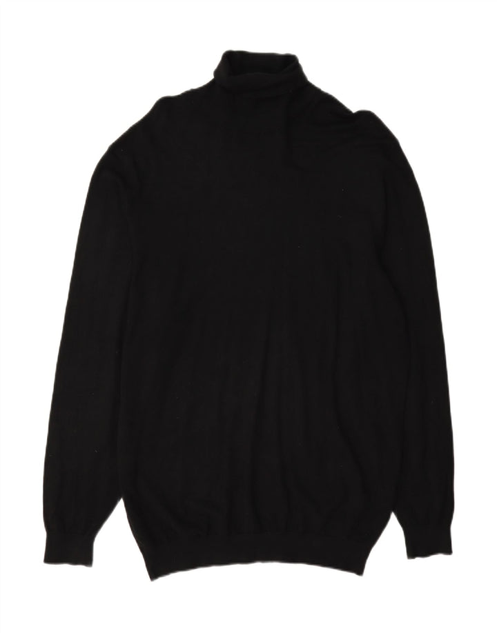 Zara Herren-Pullover mit Rollkragen, groß, schwarze Viskose