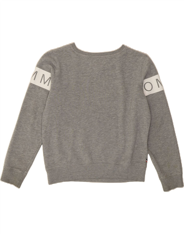 TOMMY HILFIGER Womens Sweatshirt Jumper UK 10 Small Grey Colourblock Vintage Tommy Hilfiger and Second-Hand Tommy Hilfiger from Messina Hembry 