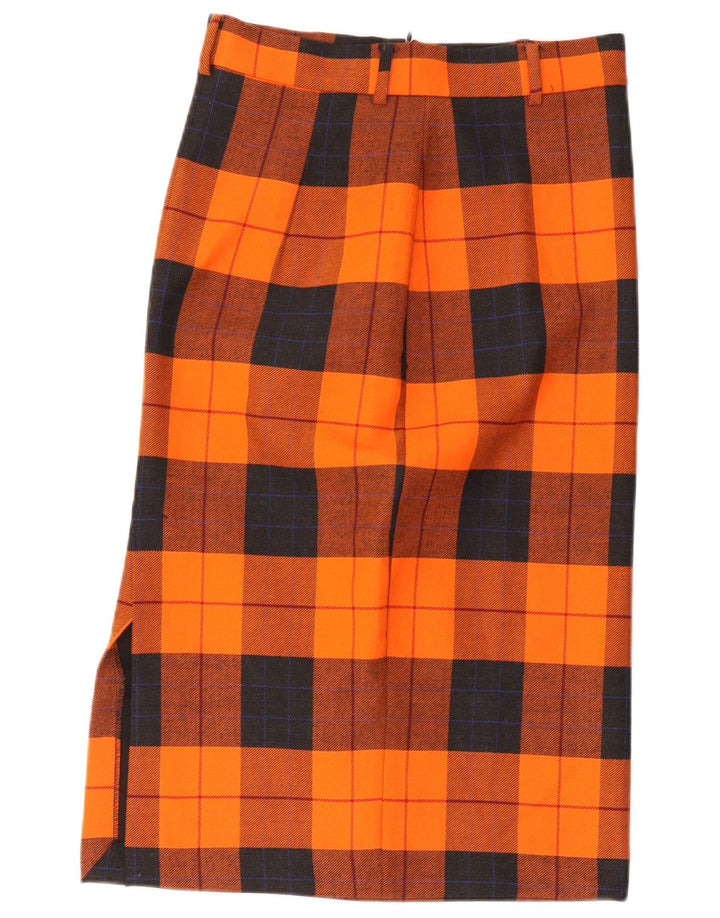 Vintage Damen Gerader Rock W30 Mittelorange kariert