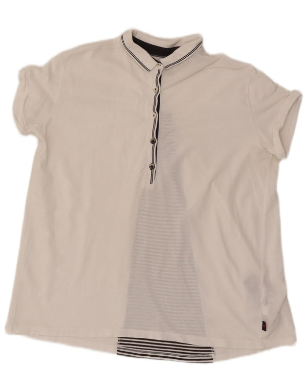 Kappa Womens Oversized Polo Shirt UK 10 Small White Striped Cotton